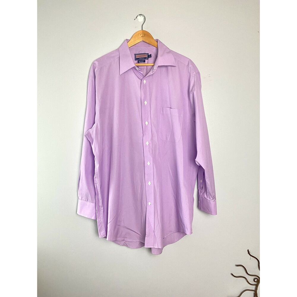 Vineyard Vines Dress Shirt 17.5 x 35 purple 100s 2-ply cotton